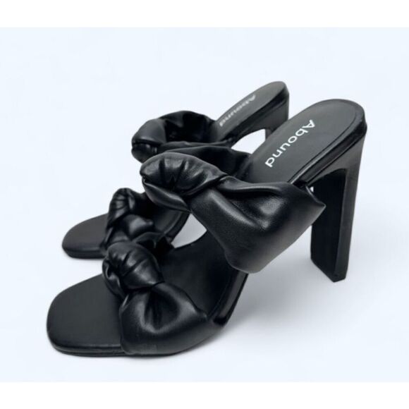 ABOUND Rainey Knotted Heeled Sandal in‎ Black Size 5.5 Square Open Toe Heels - Picture 1 of 9